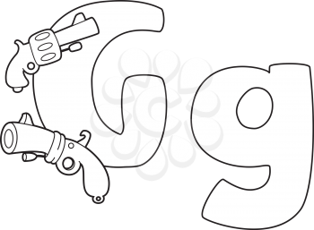 illustration of a letter G gun outlined