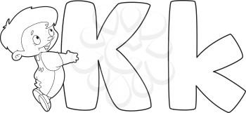 illustration of a letter K kid outlined