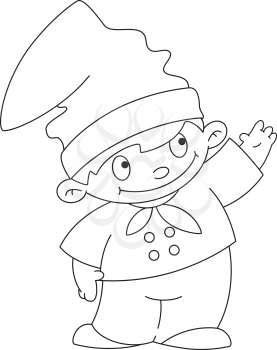 illustration of a little cute cook outlined