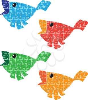 illustration of a puzzle bird set