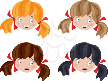 illustration of a set of head funny girl