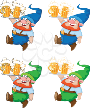illustration of a walking gnome with beer