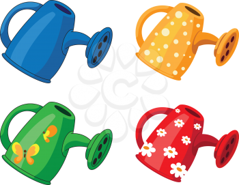 illustration of a watering can set