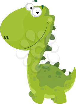 illustration of a green smiling dino