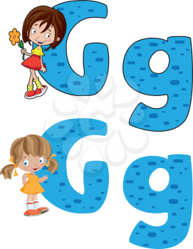 illustration of a letter G girl