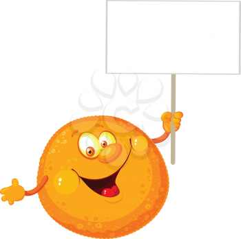 illustration of a orange with a blank sign