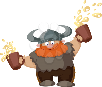 illustration of a viking with two beer