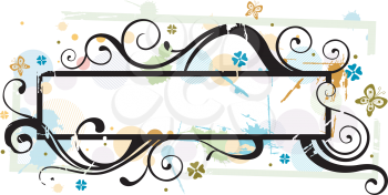 Royalty Free Clipart Image of a Vine and Butterfly Frame