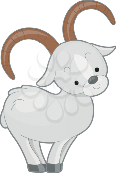 Royalty Free Clipart Image of a Mountain Sheep