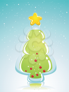 Royalty Free Clipart Image of a Christmas Tree Shaped Bottle