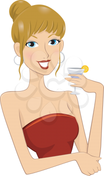 Royalty Free Clipart Image of a Girl With a Dribnk