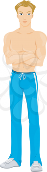 Royalty Free Clipart Image of a Man With His Shirt Off and Arms Crossed