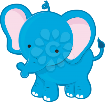 Royalty Free Clipart Image of a Little Blue Elephant