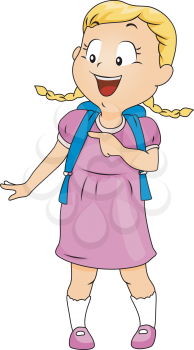 Royalty Free Clipart Image of a Little Girl With a Backpack