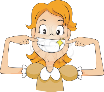 Royalty Free Clipart Image of a Girl With a Wide Smile