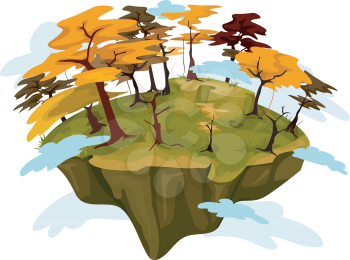 Royalty Free Clipart Image of an Autumn Island