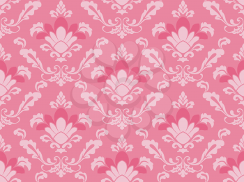 Royalty Free Clipart Image of a Pink Damask Background