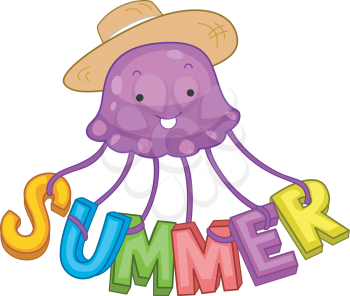 Royalty Free Clipart Image of a Jellyfish Spelling the Word Summer