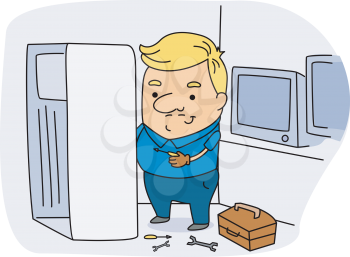 Royalty Free Clipart Image of an Appliance Technician