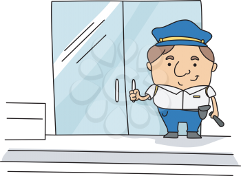 Royalty Free Clipart Image of a Security Guard