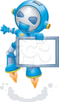Royalty Free Clipart Image of a Toy Robot With a Frame