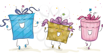 Royalty Free Clipart Image of Happy Gifts