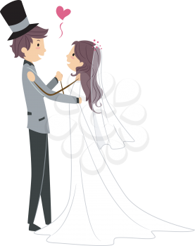 Royalty Free Clipart Image of Newlyweds Dancing