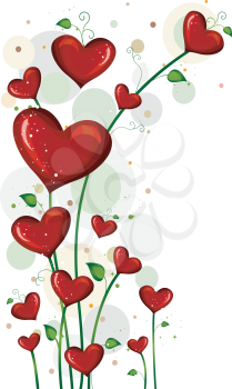Royalty Free Clipart Image of a Plant With Heart-Shaped Flowers