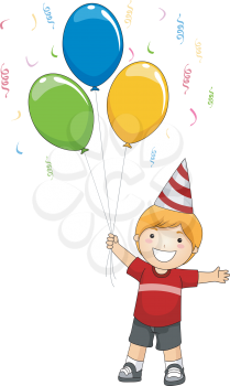Royalty Free Clipart Image of a Child With Balloons
