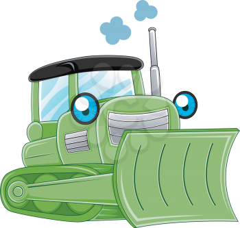 Illustration of a Bulldozer Charging Ahead