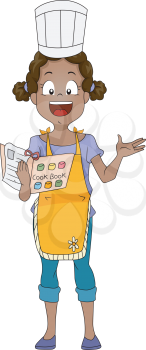 Illustration of a Kid Holding a Cook Book
