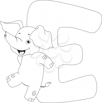 Coloring Page Illustration Featuring an Elephant