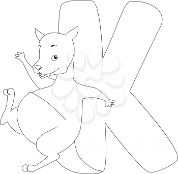 Coloring Page Illustration Featuring a Kangaroo