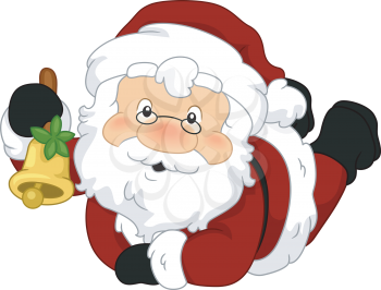 Illustration of Santa Claus Holding a Bell