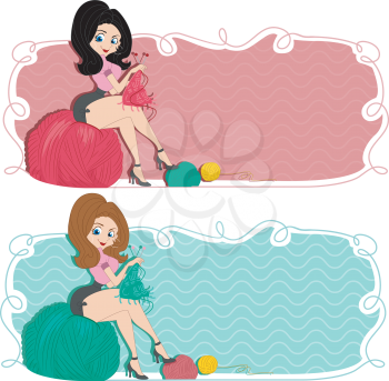 Illustration of a Web Banner with a Knitting Theme