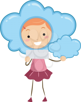 Illustration of a Kid Holding Blank Note Representing a Cloudy Weather