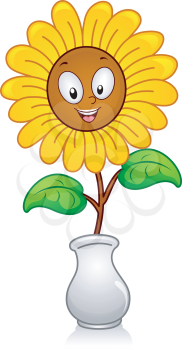 Illustration of a yellow flower in a Flower Vase