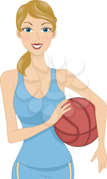 Illustration of a Girl Holding a Basketball