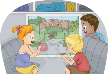 Illustration of Kids on a Trip to the Zoo