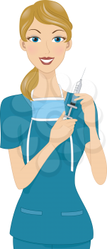 Illustration of a Girl Holding a Syringe