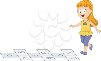 Illustration of a Kid Playing Hopscotch