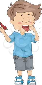 Illustration of a Kid That Has Just Tasted a Bell Pepper