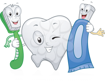 Illustration of Dental Products Hanging Together