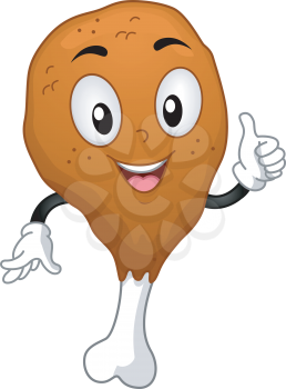 Mascot Illustration Featuring a Chicken Drumstick