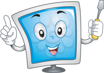 Mascot Illustration Featuring a Computer Monitor