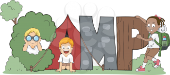 Illustration of Children Out Camping
