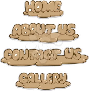 Illustration Featuring Web Buttons with a Wooden Sculpture Design