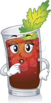 Mascot Illustration Featuring a Glass of Bloody Mary