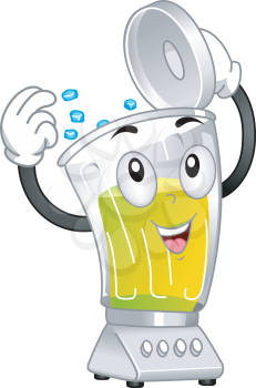 Mascot Illustration Featuring a Blender Putting Ice on Itself