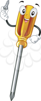 Mascot Illustration Featuring a Phillips Screwdriver